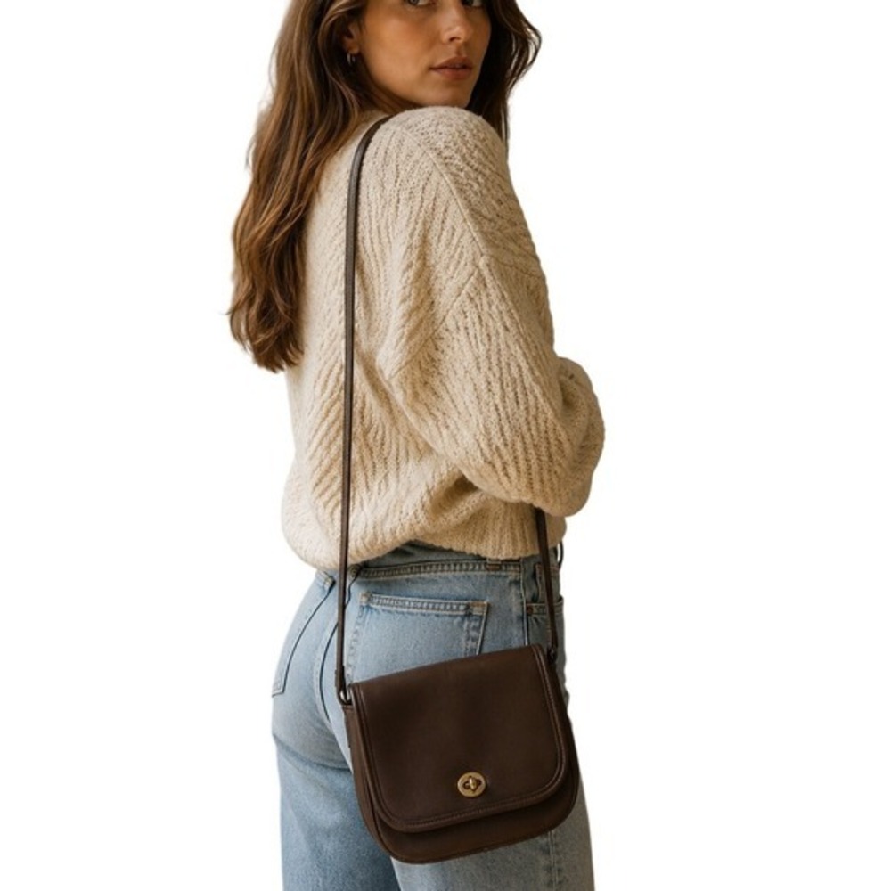 Vintage Coach Tango Flap 9049 Mahogany Leather Crossbody Bag USA